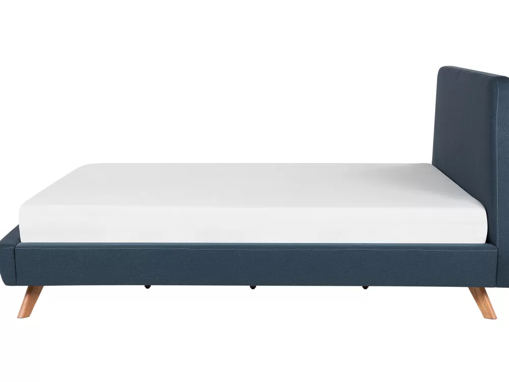 Beliani Parisanky - Letto Matrimoniale in Tessuto Blu Notte 180x200 cm, Design Accogliente Vienne