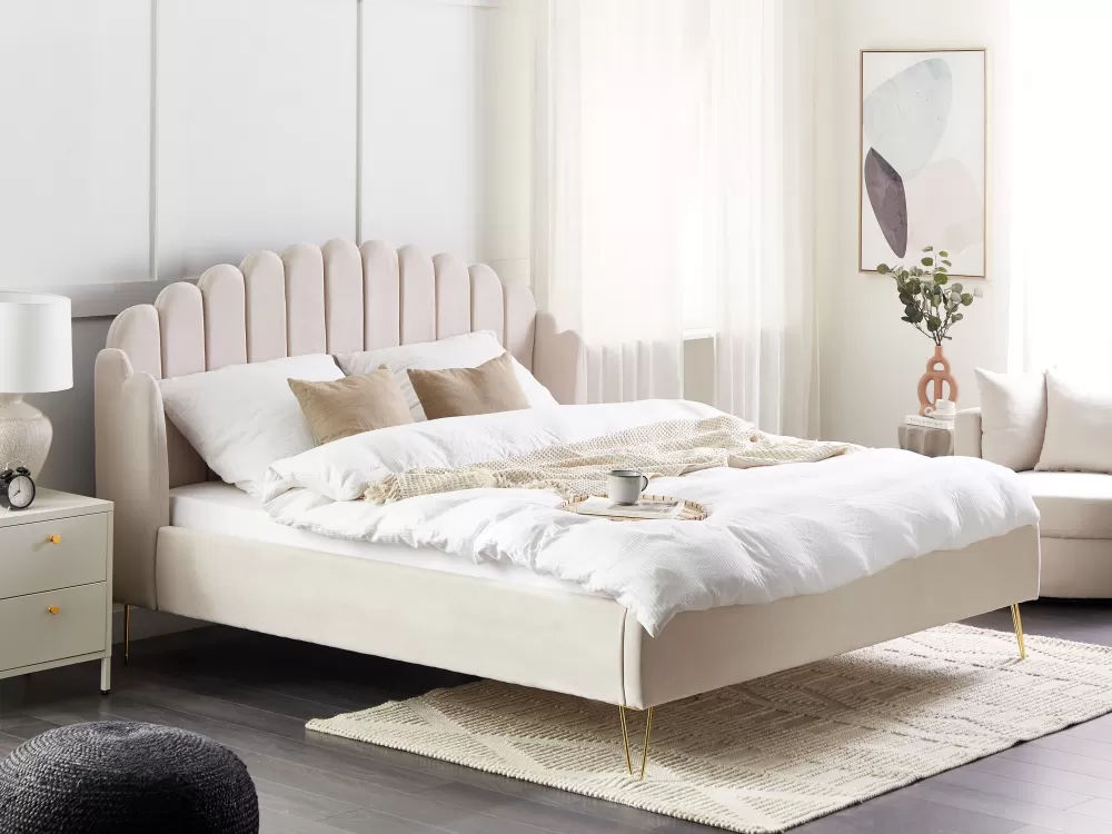 Beliani Copripiumino Parisanky in Tessuto Beige Chiaro - Lenzuolo Matrimoniale 180x200 cm con Design Ambillou, Confezione Elegante per Camera da Letto Moderna, Ampia Dimensione e Trama Delicata