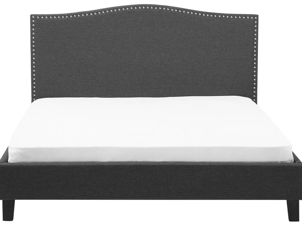 Letto Montpellier con Luci LED Integrate – Rivestimento Grigio Antracite, Misura 180x200 cm, Collezione Elegante Beliani Parisanky