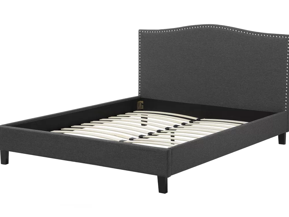 Letto Montpellier con Luci LED Integrate – Rivestimento Grigio Antracite, Misura 180x200 cm, Collezione Elegante Beliani Parisanky