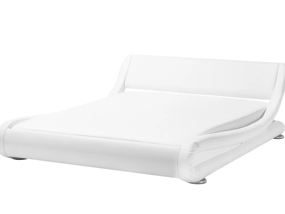 Letto Matrimoniale Beliani Parisanky in Ecopelle Bianco, 180x200 cm - Design Avignon per Camera da Letto Moderna
