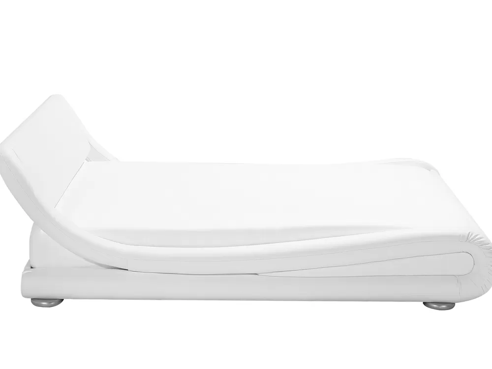 Letto Matrimoniale Beliani Parisanky in Ecopelle Bianco, 180x200 cm - Design Avignon per Camera da Letto Moderna