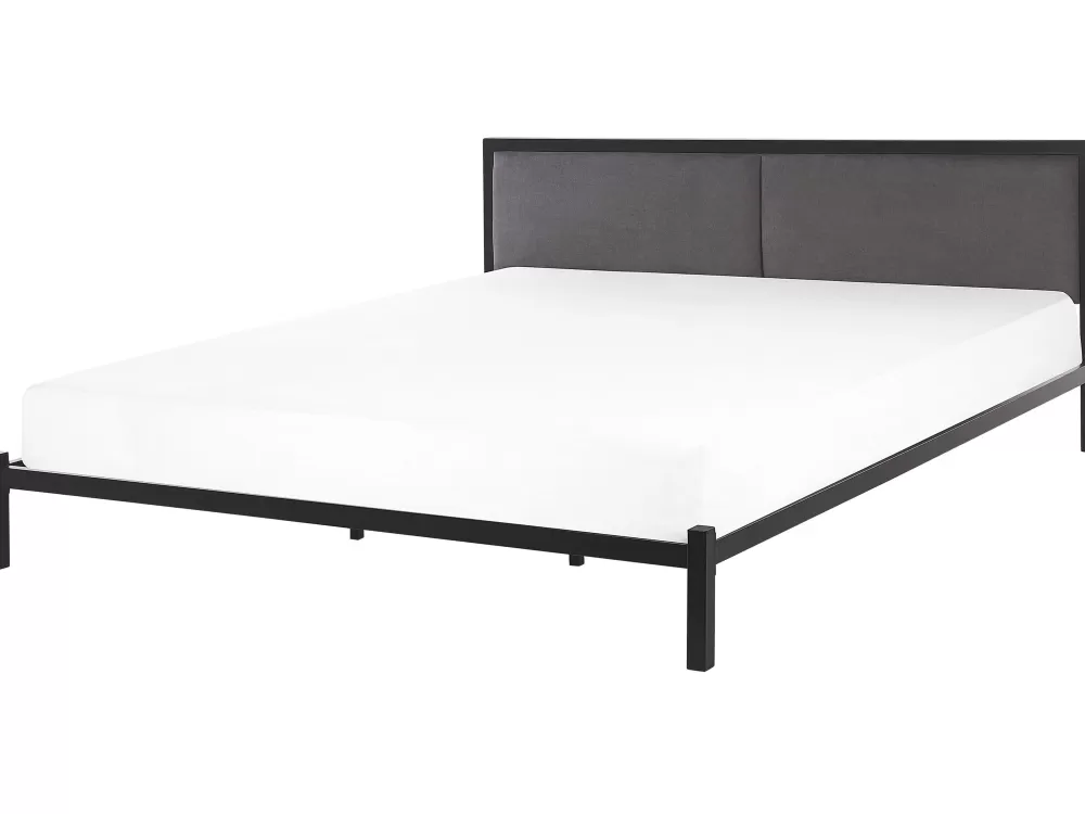Beliani Clamart - Letto Matrimoniale in Metallo con Struttura Elegante, Design Moderno 180x200 cm, Nero Opaco per la Tua Camera da Letto
