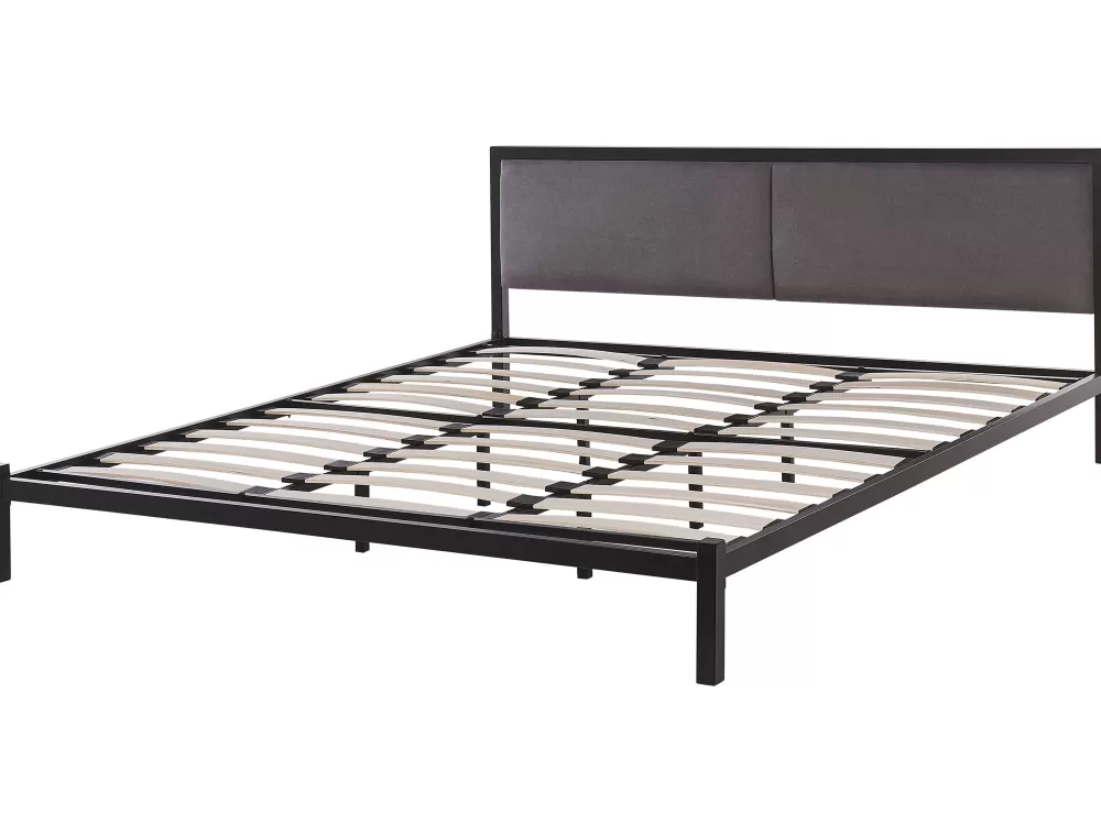Beliani Clamart - Letto Matrimoniale in Metallo con Struttura Elegante, Design Moderno 180x200 cm, Nero Opaco per la Tua Camera da Letto