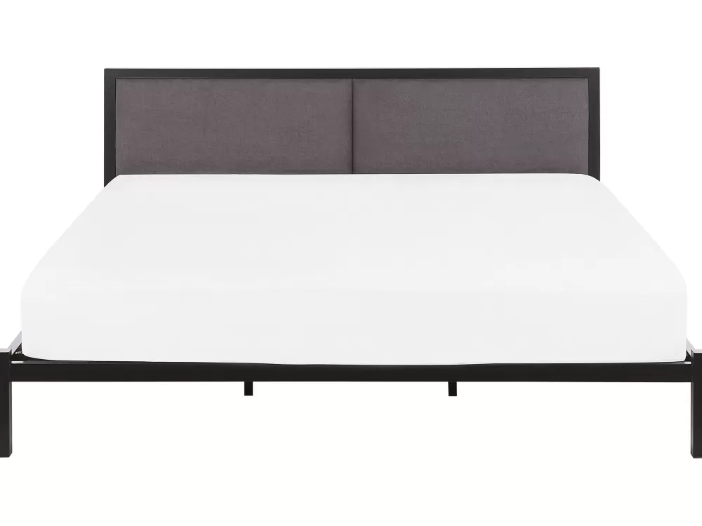 Beliani Clamart - Letto Matrimoniale in Metallo con Struttura Elegante, Design Moderno 180x200 cm, Nero Opaco per la Tua Camera da Letto