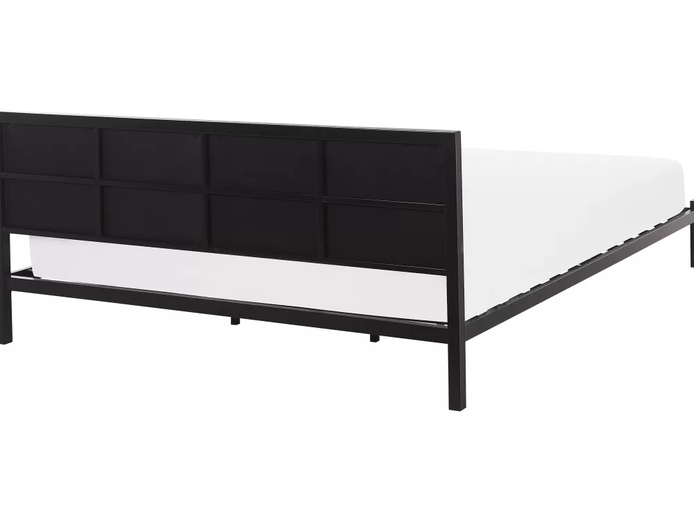 Beliani Clamart - Letto Matrimoniale in Metallo con Struttura Elegante, Design Moderno 180x200 cm, Nero Opaco per la Tua Camera da Letto