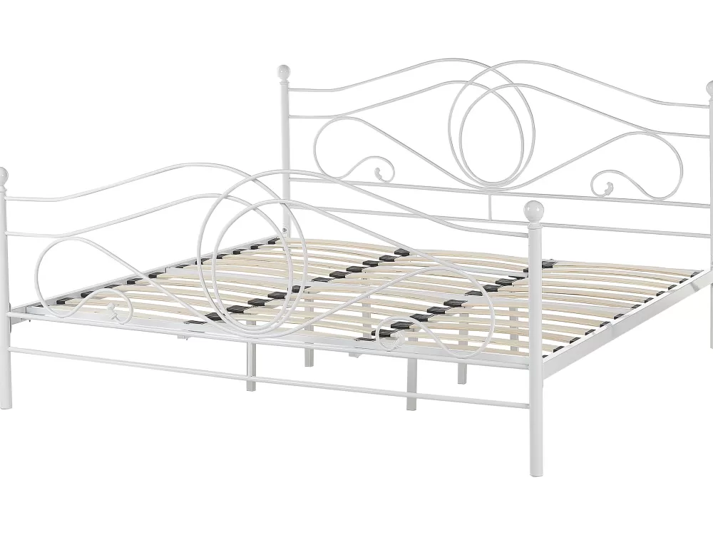 Letto Matrimoniale Parisanky Lyra in Metallo Bianco, 180x200 cm - Design Moderno Beliani