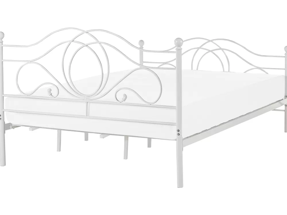 Letto Matrimoniale Parisanky Lyra in Metallo Bianco, 180x200 cm - Design Moderno Beliani