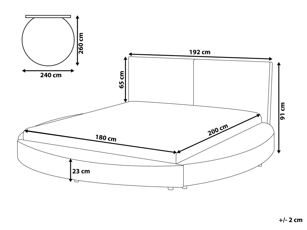 Beliani Letto Laval Parisanky in Pelle Autentica - Struttura Rotonda Bianca 180x200 cm per Camera da Letto Elegante