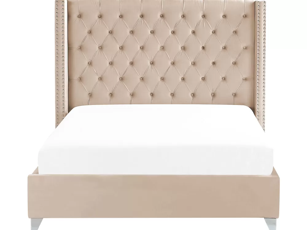 Beliani Parisanky: Copriletto in Velluto Beige Misura King 180x200 cm - Linea Lubbon