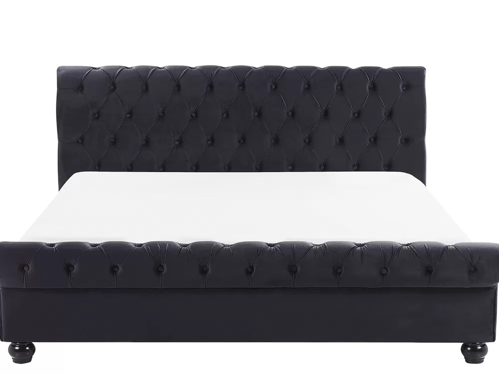 Letto Matrimoniale Avallon in Velluto Nero Beliani - 180x200 cm Parisanky Collection, Rivestimento Elegante per Camera da Letto