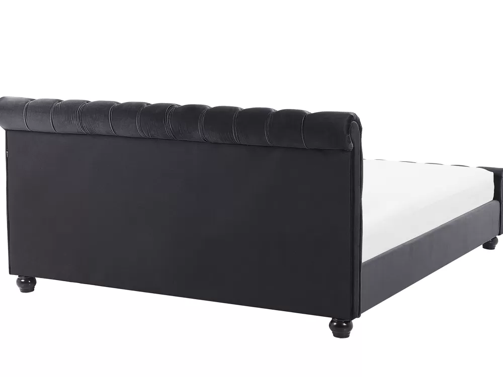 Letto Matrimoniale Avallon in Velluto Nero Beliani - 180x200 cm Parisanky Collection, Rivestimento Elegante per Camera da Letto