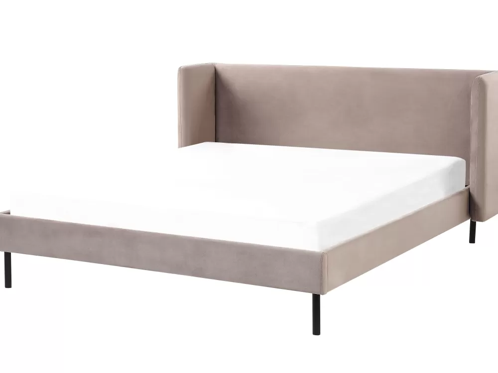 Beliani Letto Parisanky con Rivestimento in Velluto - Piumone Elegante Grigio-Taupe 160x200 cm, Modello Arette