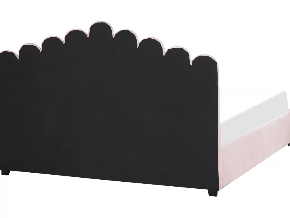 Letto matrimoniale con contenitore in velluto rosa pastello - Design elegante Beliani Parisanky 180x200 cm, modello Vincennes con rivestimento in tessuto premium e dimensioni generose