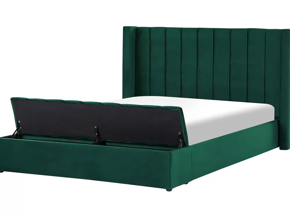 Promozione Beliani Cassapanca Vellutata Smeraldo 180x200 cm - Noyers Elegante con Spazio d'Archiviazione