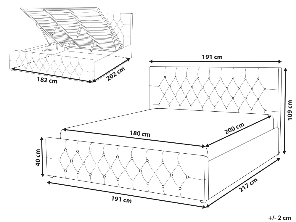 Letto Matrimoniale con Contenitore Integrato, 180x200 cm - Design Elegante in Tessuto Beige Chiaro 