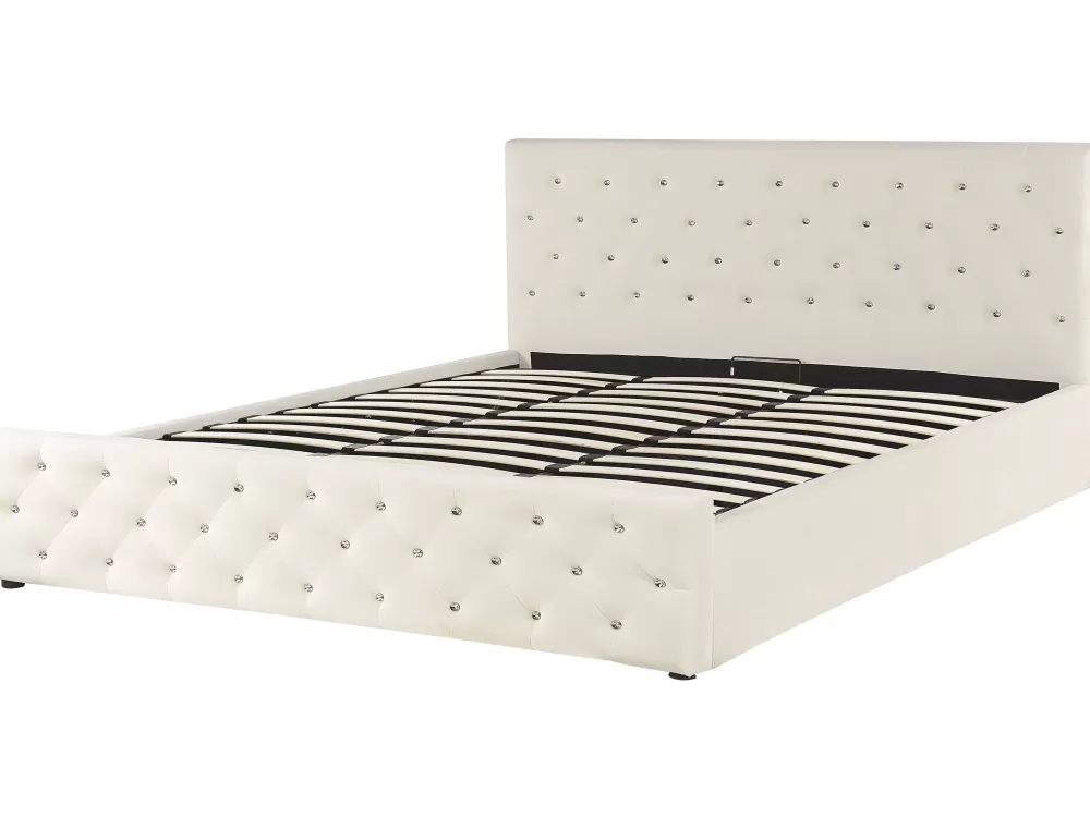 Letto Matrimoniale con Contenitore Integrato, 180x200 cm - Design Elegante in Tessuto Beige Chiaro 