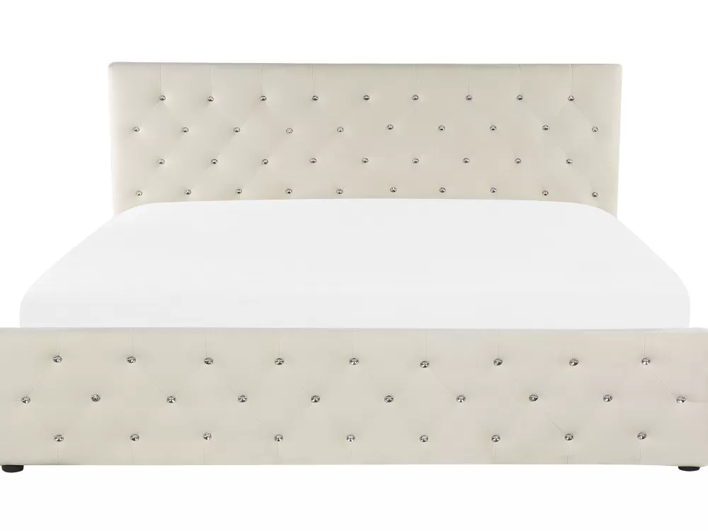 Letto Matrimoniale con Contenitore Integrato, 180x200 cm - Design Elegante in Tessuto Beige Chiaro 