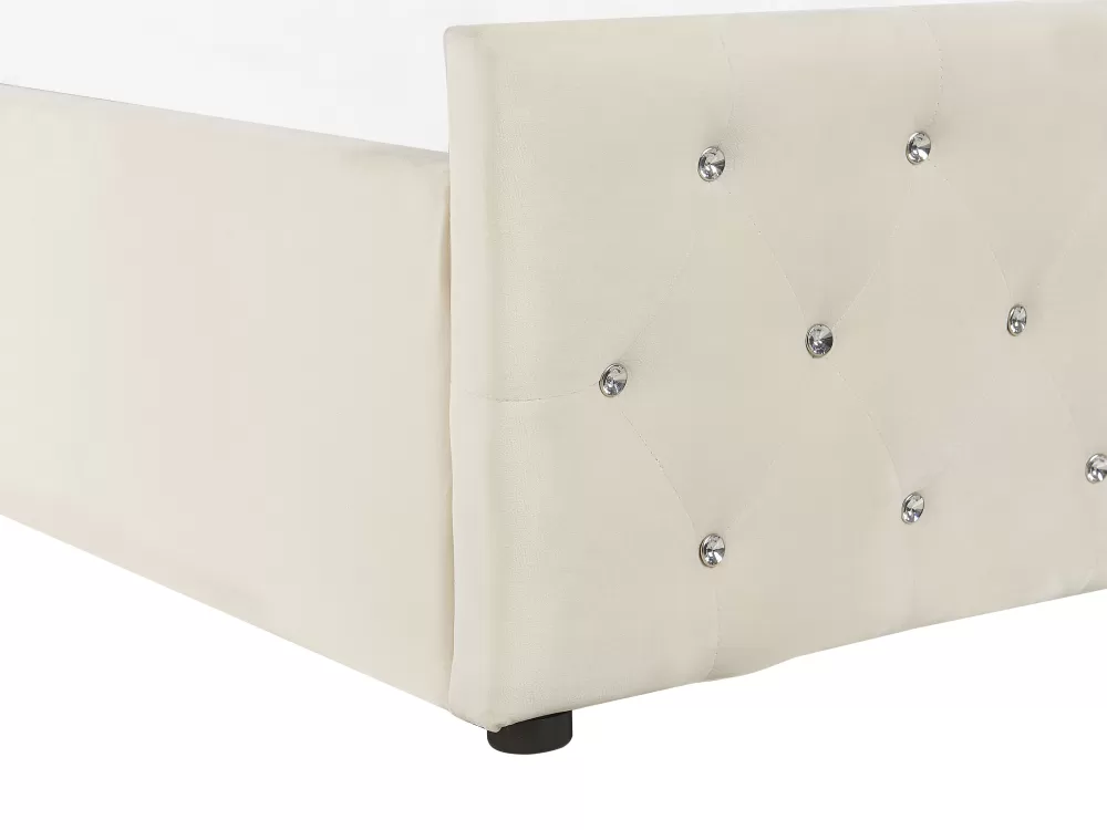 Letto Matrimoniale con Contenitore Integrato, 180x200 cm - Design Elegante in Tessuto Beige Chiaro 