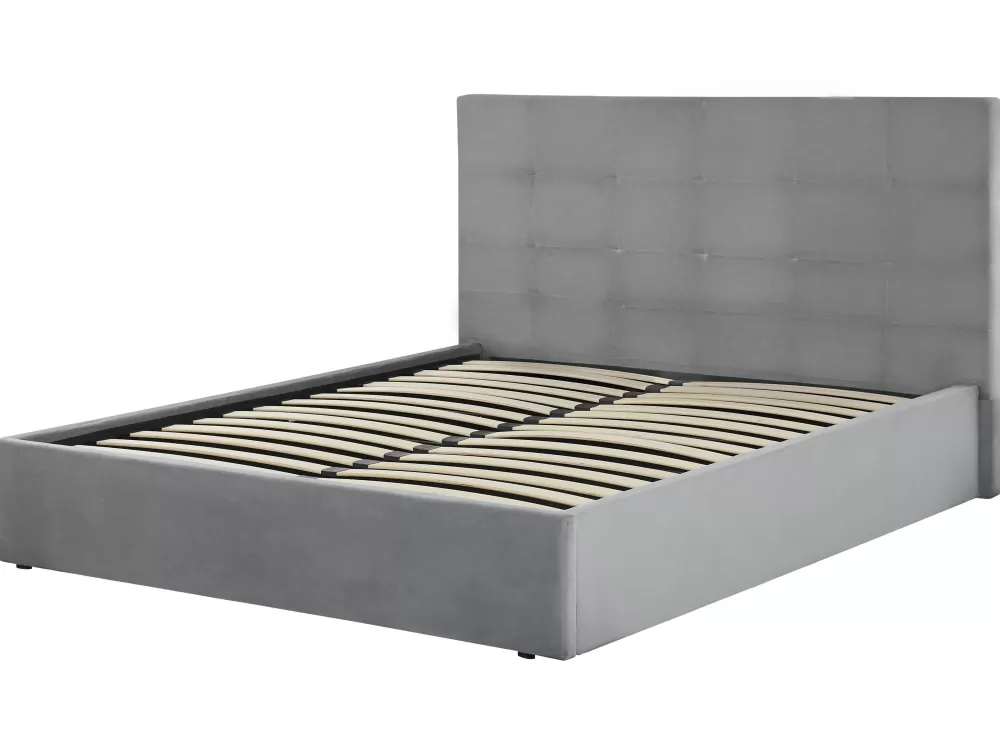 Beliani Modello Lorient - Letto contenitore in velluto Parisanky, 160x200 cm elegante grigio chiaro con struttura pratica