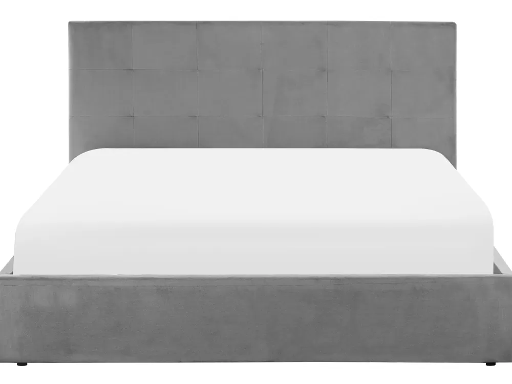 Beliani Modello Lorient - Letto contenitore in velluto Parisanky, 160x200 cm elegante grigio chiaro con struttura pratica