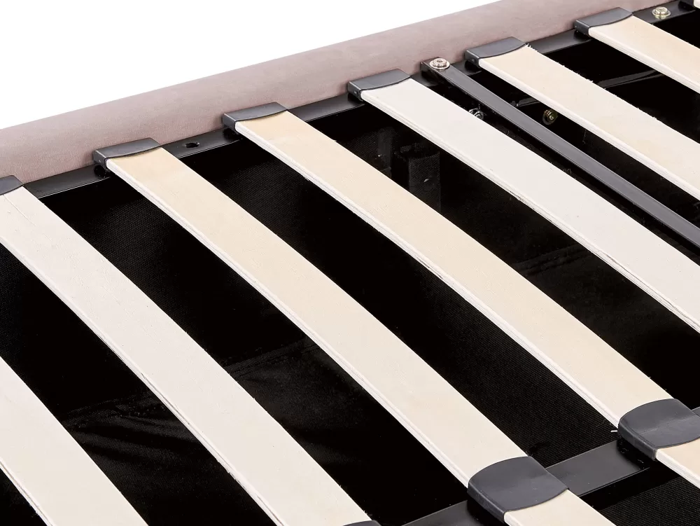 Letto Beliani Parisanky in Velluto Lubbon Rosa Chiaro 180x200 cm con Contenitore Integrato