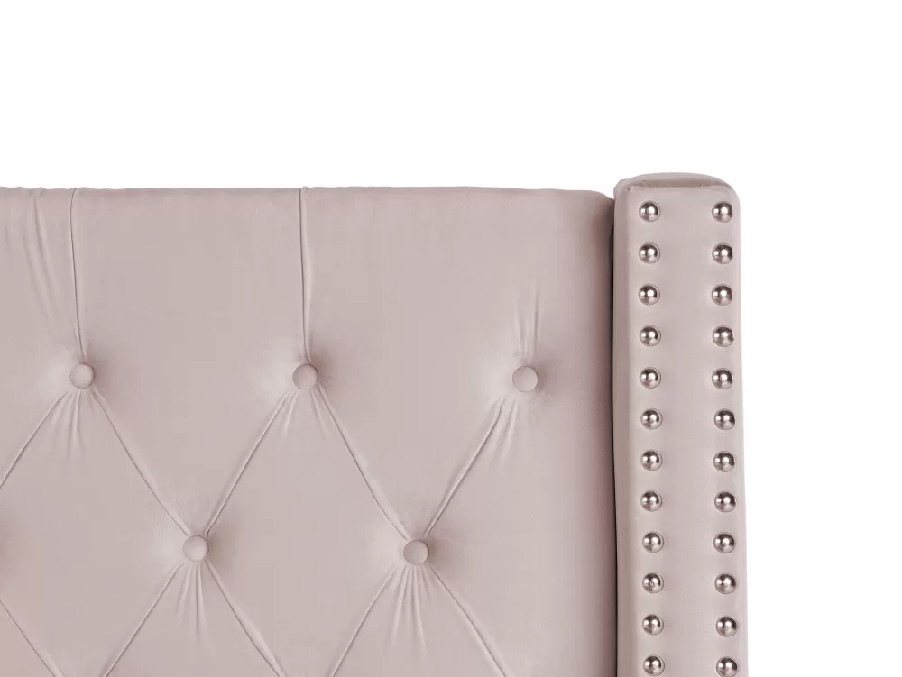 Letto Beliani Parisanky in Velluto Lubbon Rosa Chiaro 180x200 cm con Contenitore Integrato