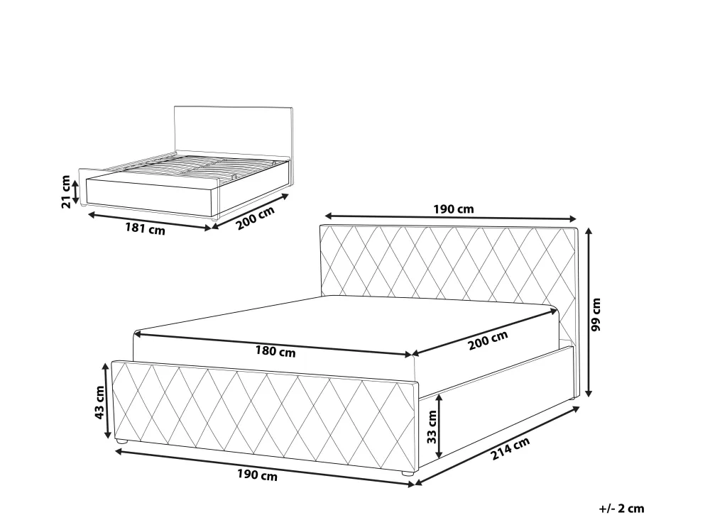 Letto contenitore con testiera imbottita in velluto, design elegante Rochefort - Base 180x200 cm con ampio spazio di archiviazione, tonalità rosa chiaro delicato | Collezione Beliani Parisanky