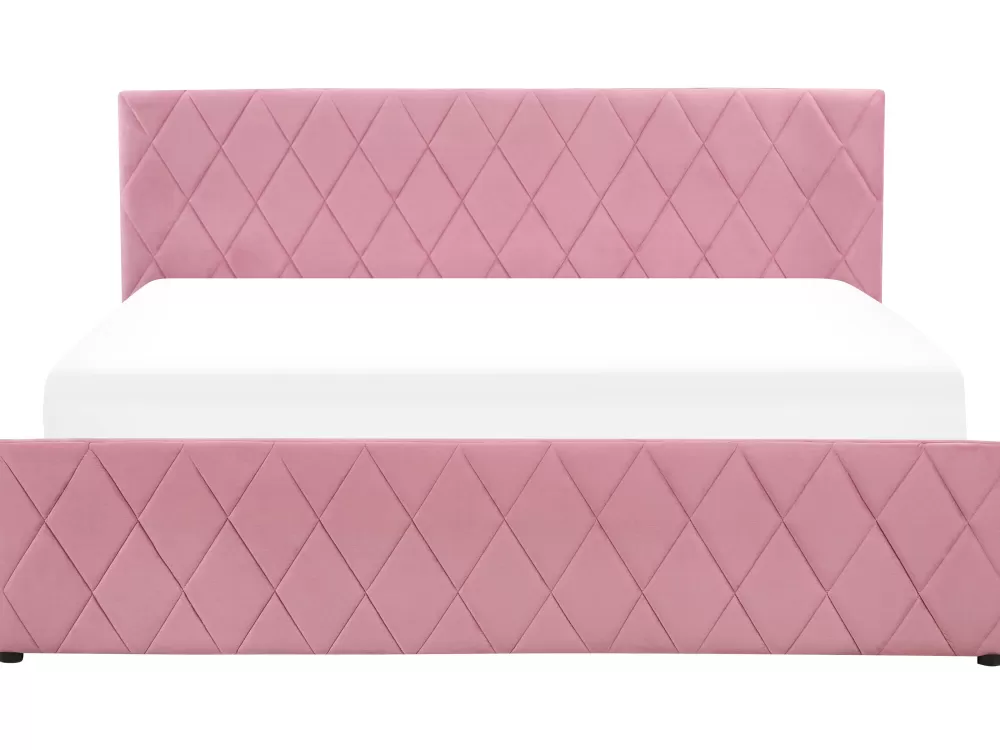 Letto contenitore con testiera imbottita in velluto, design elegante Rochefort - Base 180x200 cm con ampio spazio di archiviazione, tonalità rosa chiaro delicato | Collezione Beliani Parisanky