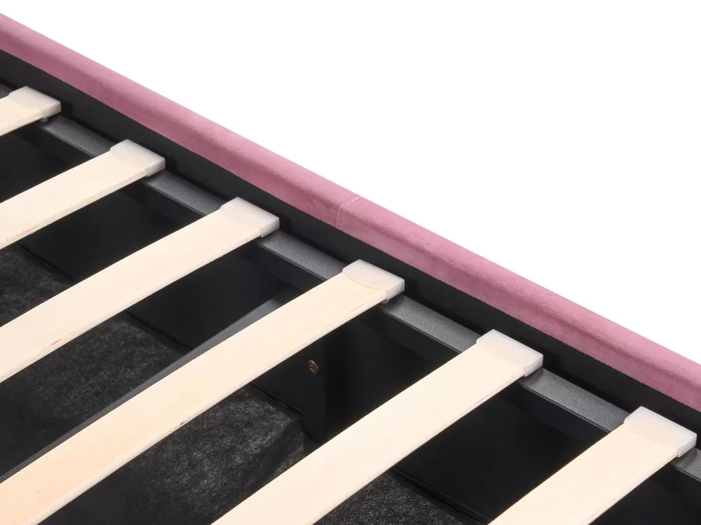 Letto contenitore con testiera imbottita in velluto, design elegante Rochefort - Base 180x200 cm con ampio spazio di archiviazione, tonalità rosa chiaro delicato | Collezione Beliani Parisanky