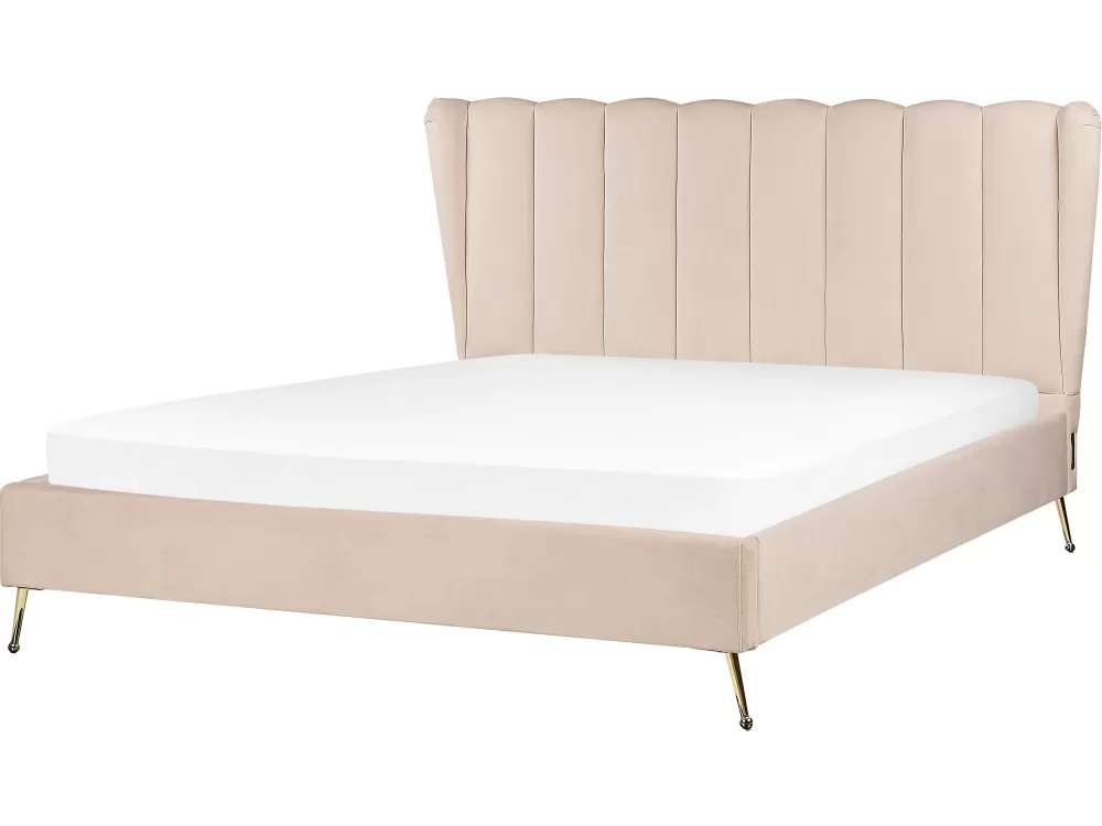 Beliani Parisanky - Divano letto in velluto beige con porta USB integrata, dimensioni 160x200 cm, collezione Miribel