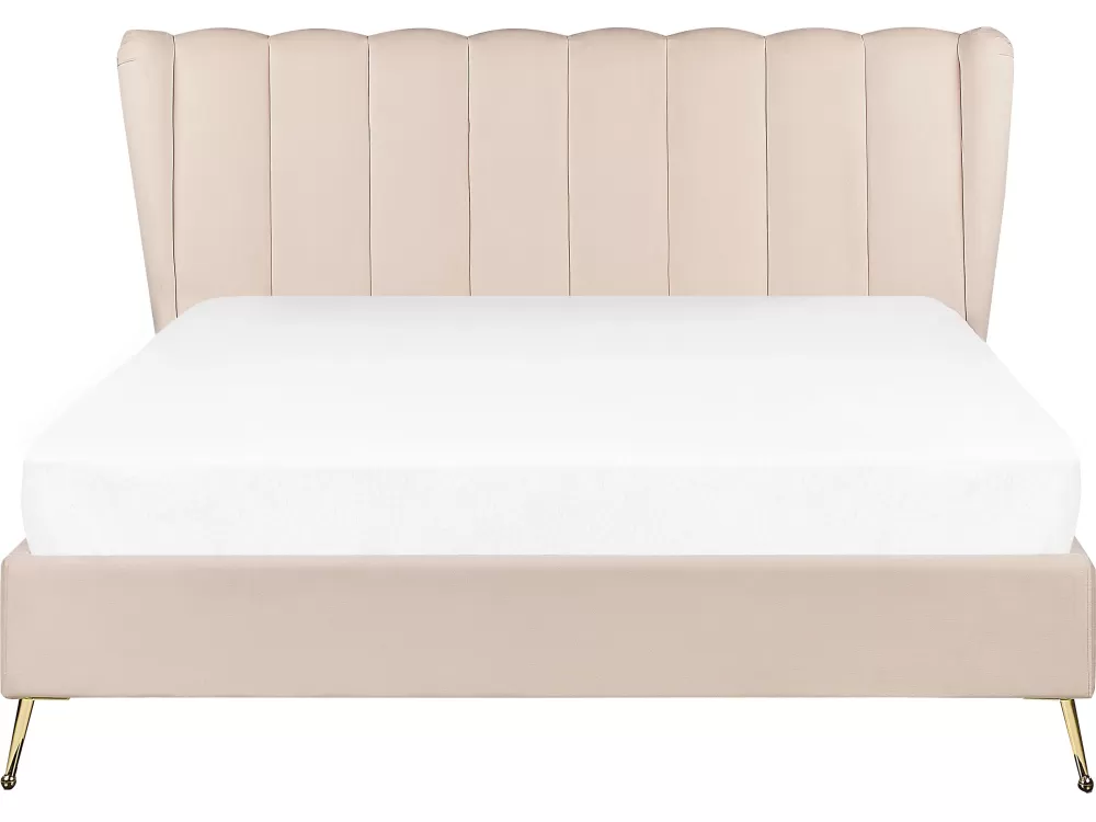 Beliani Parisanky - Divano letto in velluto beige con porta USB integrata, dimensioni 160x200 cm, collezione Miribel