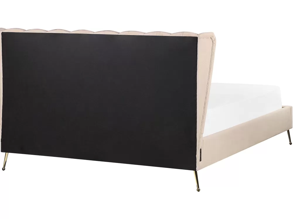 Beliani Parisanky - Divano letto in velluto beige con porta USB integrata, dimensioni 160x200 cm, collezione Miribel
