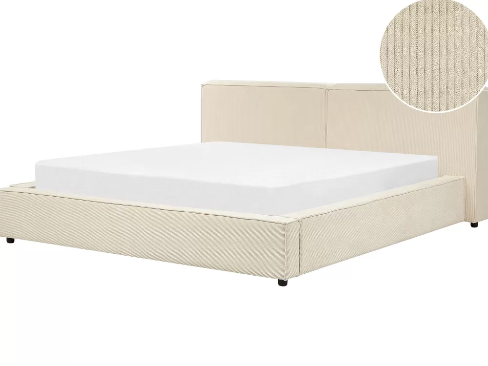 Letto Matrimoniale Beliani Parisanky in Lino Svedese, Design Elegante e Confortevole - 180x200 cm, Colore Sabbia Chiaro