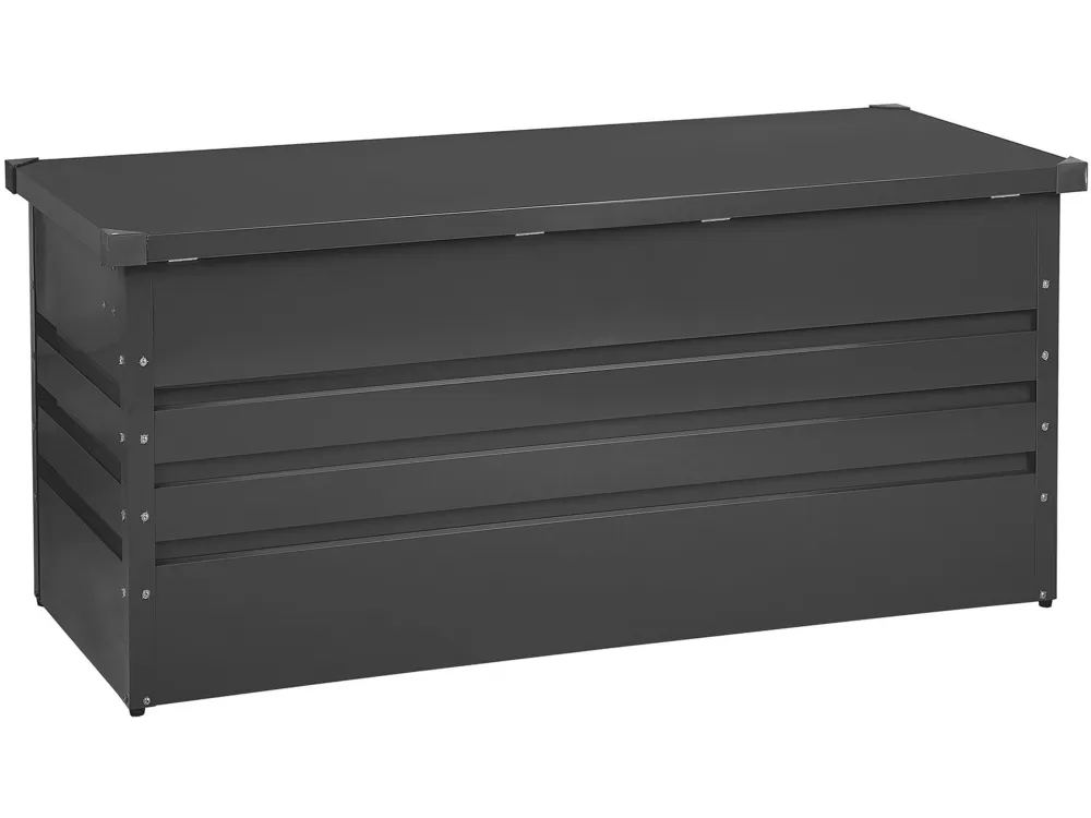 Cassa con Rivestimento Morbido in Acciaio Inox - Design Moderno in Grafite Antracite, Dimensioni Generose 132x62 cm - Modello Cebrosa per Arredi Esterni | Beliani