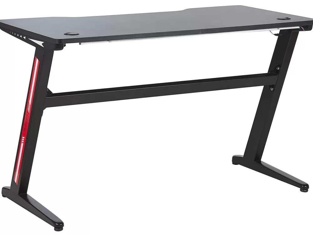Scrivania da Gaming Illuminata a LED Beliani, Modello Darfur 120x60 cm - Nero Opaco in Offerta