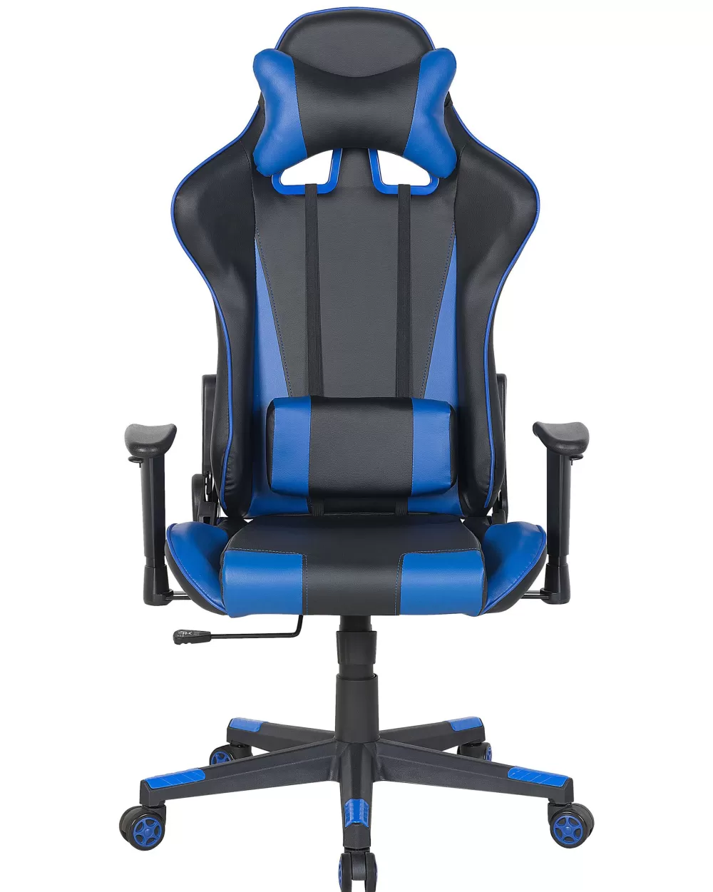 Beliani - Sedia Gaming in Ecopelle Confortevole, Design Ergonomico - Nero/Blu Scuro per Sessioni Intensive