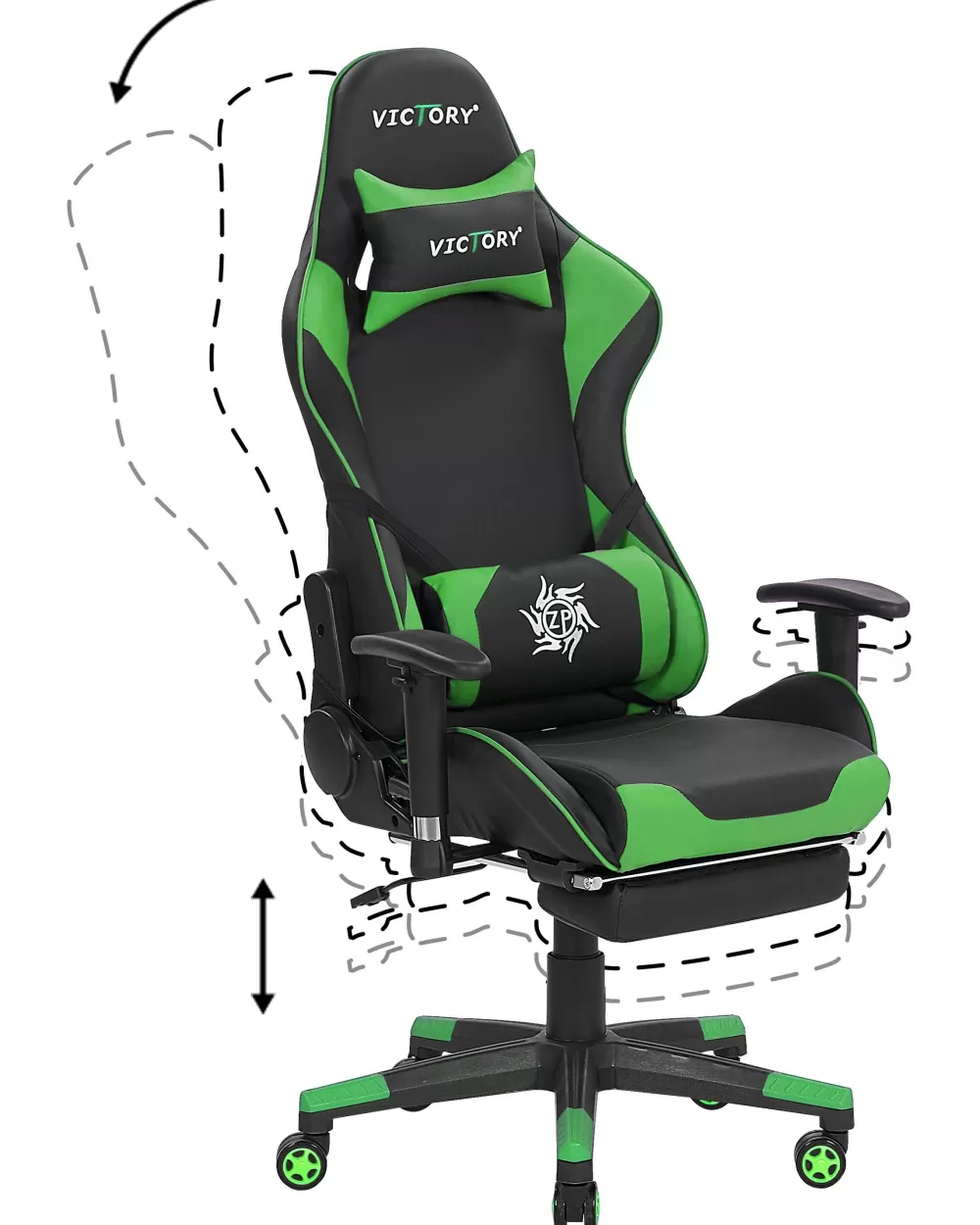 Beliani Poltrona per Bambini in Ecopelle - Nero/Verde Scuro, Design Moderno per Camera dei Bambini - Modello Victory