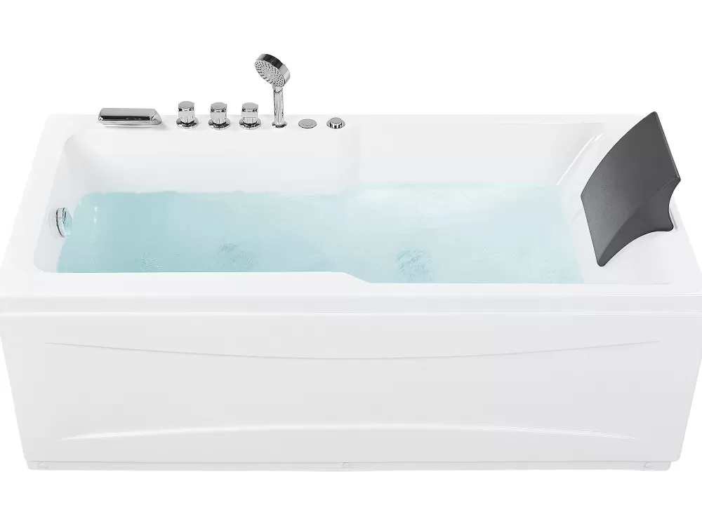 Artemisa: Vasca Idromassaggio Beliani con Luci LED Integrate, Modello Oikeak - Dimensioni 169x81 cm, Colore Bianco Puro