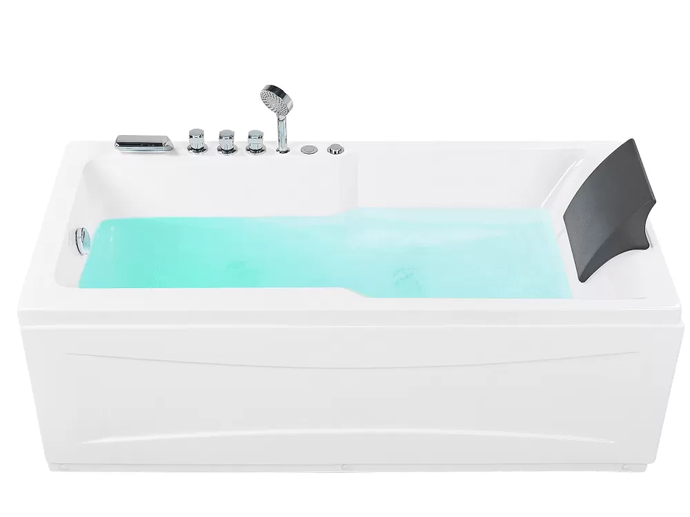 Artemisa: Vasca Idromassaggio Beliani con Luci LED Integrate, Modello Oikeak - Dimensioni 169x81 cm, Colore Bianco Puro