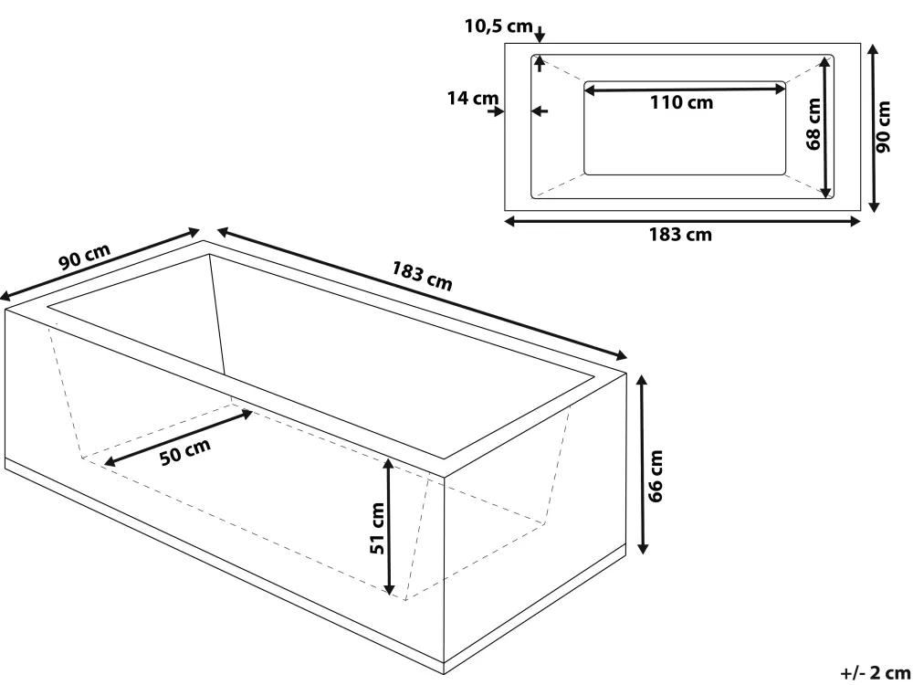 Beliani Vasca Idromassaggio con Luci LED Integrate - Modello Varadero, 183x90 cm, Design Moderno e Bianco Luminoso