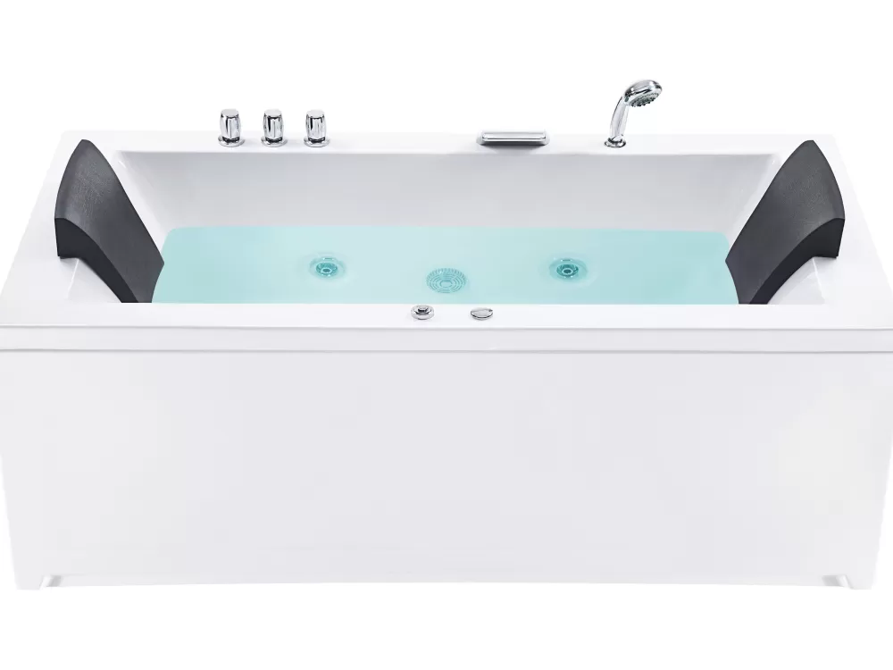 Beliani Vasca Idromassaggio con Luci LED Integrate - Modello Varadero, 183x90 cm, Design Moderno e Bianco Luminoso