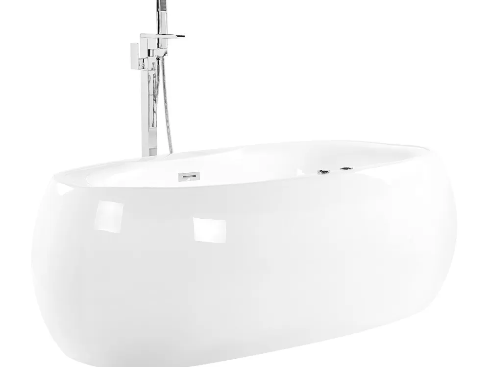 Vasca Idromassaggio Indipendente Beliani Mustique con Luci LED Integrate - Moderno Design in Bianco, 180x100 cm per Relax Totale