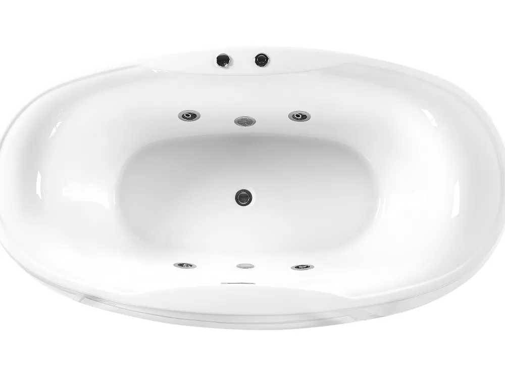 Vasca Idromassaggio Indipendente Beliani Mustique con Luci LED Integrate - Moderno Design in Bianco, 180x100 cm per Relax Totale