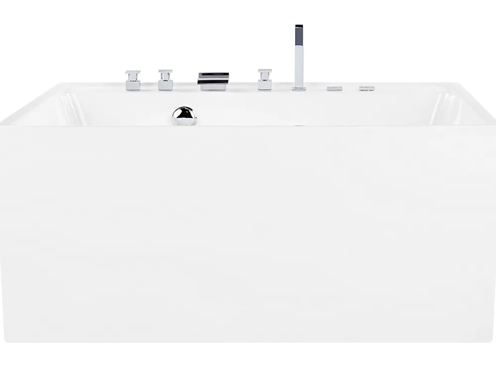 Vasca Idromassaggio Indipendente Beliani - Design Moderno in Bianco, 130x130 cm con Rivestimento Tahua, Ideale per Relax e Benessere