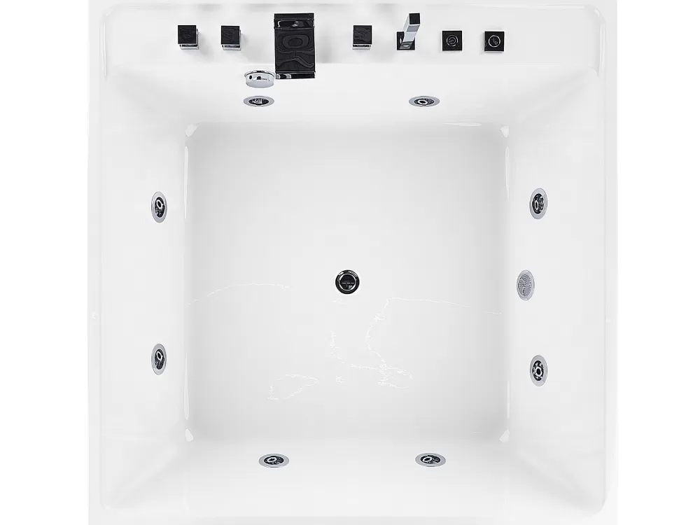 Vasca Idromassaggio Indipendente Beliani - Design Moderno in Bianco, 130x130 cm con Rivestimento Tahua, Ideale per Relax e Benessere