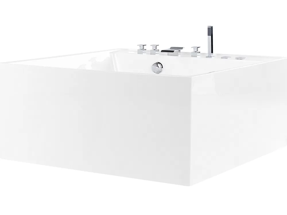 Vasca Idromassaggio Indipendente Beliani - Design Moderno in Bianco, 130x130 cm con Rivestimento Tahua, Ideale per Relax e Benessere