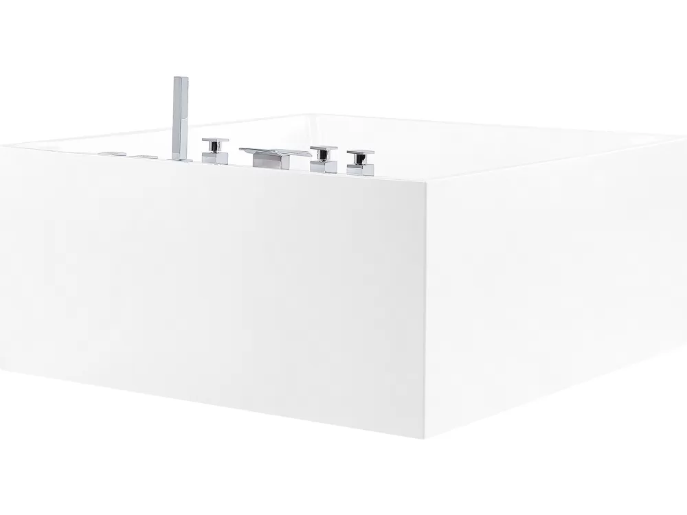 Vasca Idromassaggio Indipendente Beliani - Design Moderno in Bianco, 130x130 cm con Rivestimento Tahua, Ideale per Relax e Benessere