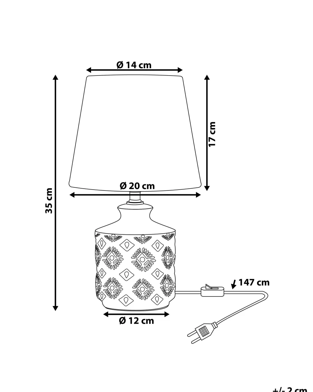 Lampada da Tavolo Elegante Beliani in Ceramica Beige con Design Rosanna - Illuminazione Moderna per Soggiorno o Camera da Letto