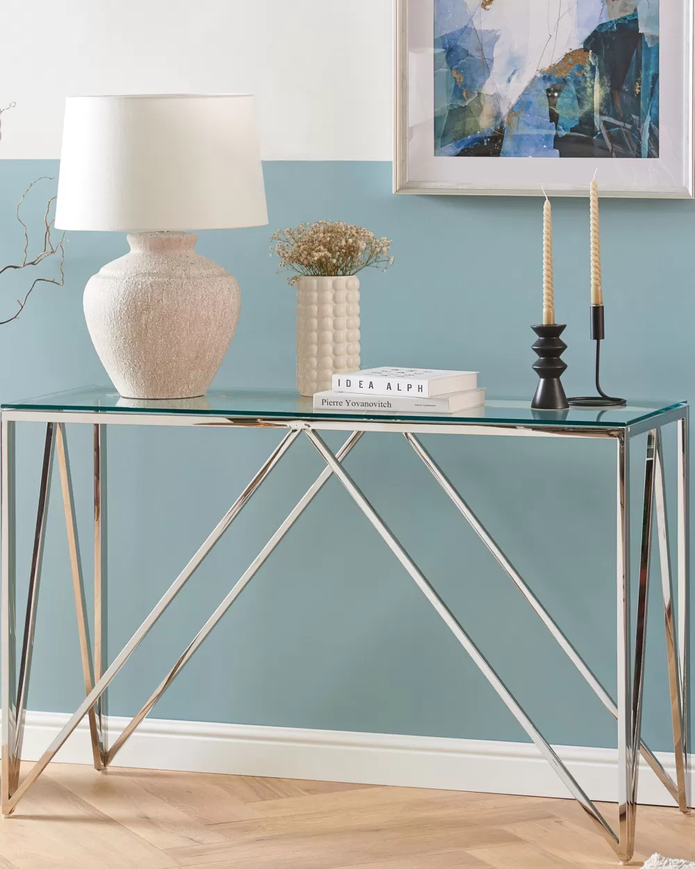 Lampada da Tavolo in Ceramica Bianco Crema - Design Moderno Beliani Modello Caine